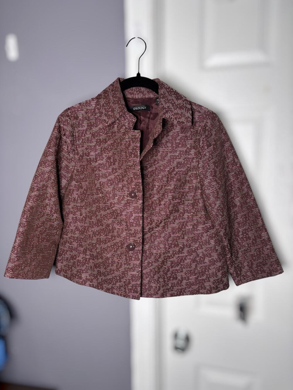 Ideology Pink Brown Textured Print Blazer Small